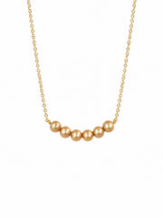 Natural South Sea Rich Golden Pearl Smile Choker Necklace, S925 Sterling Silver Gold Plated Chain, Minimalist Bar Pearl Necklace for Women.