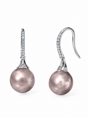 Timeless Elegance: Tapered Pearl & Silver Hook Earrings Pink Pearl Gift for Her.
