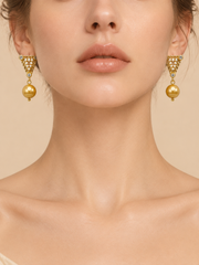 Real South Sea Golden Pearl Earrings 925 Silver Gold Plated Geometric Filigree Earrings for Women