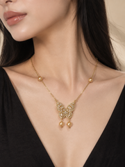 Luxury South Sea Gold Pearl Necklace Vintage Butterfly Design Statement Jewelry Gift for Her for Women