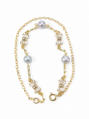 Japanese Akoya Silver-Gray Pearl Heart Pendant bracelet，Silver Blue Round Pearl Dainty Gold Tonebracelet for Women