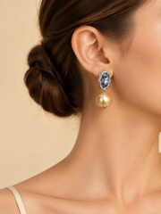 S925 Sterling Silver Natural South Sea Golden Pearl Drop Earrings，Dangling earrings with iridescent rainbow abalone shell, great for daily & special occasion wear