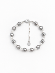 Madama Grade Japanese Akoya Silver-Gray Pearl Bracelet,Genuine Akoya Pearls, S925 Sterling Silver Adjustable Beaded Bracelet for Women