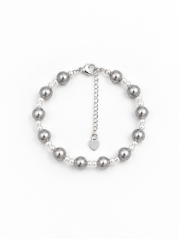 Madama Grade Japanese Akoya Silver-Gray Pearl Bracelet,Genuine Akoya Pearls, S925 Sterling Silver Adjustable Beaded Bracelet for Women