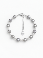 Madama Grade Japanese Akoya Silver-Gray Pearl Bracelet,Genuine Akoya Pearls, S925 Sterling Silver Adjustable Beaded Bracelet for Women
