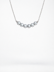 Madama Grade Japanese Akoya Silver-Gray Pearl Smile Necklace，S925 Sterling Silver, Curved Five Pearl Choker, Luxury Statement Jewelry for Wedding & Gift