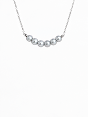 Madama Grade Japanese Akoya Silver-Gray Pearl Smile Necklace，S925 Sterling Silver, Curved Five Pearl Choker, Luxury Statement Jewelry for Wedding & Gift