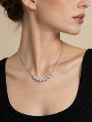 Madama Grade Japanese Akoya Silver-Gray Pearl Smile Necklace，S925 Sterling Silver, Curved Five Pearl Choker, Luxury Statement Jewelry for Wedding & Gift