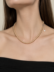 Timeless Natural South Sea Golden Pearl Necklace,S925 Sterling Silver Hand-Knotted Pearl Choker, Wedding & Everyday Wear