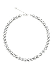 Madama Grade Japanese Akoya Silver-Gray Pearl Necklace，S925 Sterling Silver Full Strand Pearl Choker, Classic Single Strand Pearl Necklace for Women