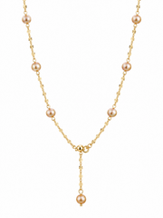 Natural South Sea Rich Golden Pearl Starry Sky Lariat Necklace, S925 Sterling Silver Gold Plated Star Cut Chain, Adjustable Y-Shaped Pearl Necklace for Women.