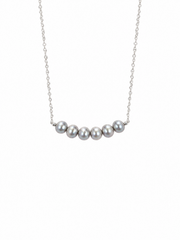 Minimalist Smile Bar Choker with Madama Grade Japanese Akoya Silver-Gray Pearls, S925 Silver Dainty Chain, Elegant Pearl Jewelry.