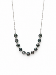 Tahitian Style & True Multi-Pearl Smile Necklace S925 Sterling Silver Chain Mixed Grey & Silver Pearl Minimalist Jewelry.