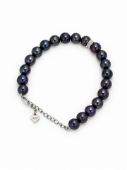 Tahitian Lavender Purple Pearl Bracelet S925 Heart Charm Elegant Pearl Jewelry for Women.
