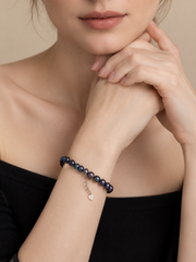 Tahitian Lavender Purple Pearl Bracelet S925 Heart Charm Elegant Pearl Jewelry for Women.