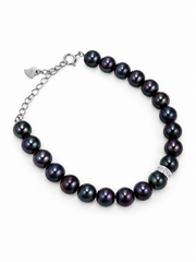 Tahitian Lavender Purple Pearl Bracelet S925 Heart Charm Elegant Pearl Jewelry for Women.