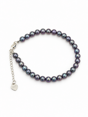 Seawater Gilded Purple Pearl Bracelet S925&nbsp; Pearl Strand with Heart Charm Elegant Jewelry for Women.