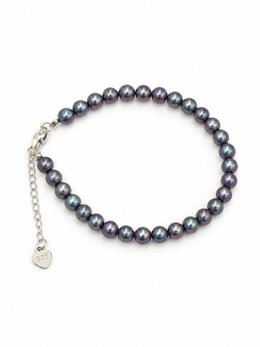 Seawater Gilded Purple Pearl Bracelet S925&nbsp; Pearl Strand with Heart Charm Elegant Jewelry for Women.