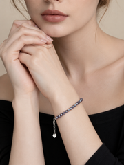 Seawater Gilded Purple Pearl Bracelet S925&nbsp; Pearl Strand with Heart Charm Elegant Jewelry for Women.
