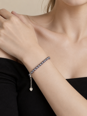 Seawater Gilded Purple Pearl Bracelet S925&nbsp; Pearl Strand with Heart Charm Elegant Jewelry for Women.