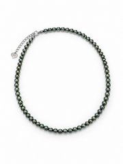 Genuine Ama-Mabu Avocado Green Pearl Necklace S925 Sterling Silver Classic Pearl Strand with Heart Charm&nbsp; Elegant Jewelry for Women.