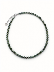 Genuine Ama-Mabu Avocado Green Pearl Necklace S925 Sterling Silver Classic Pearl Strand with Heart Charm&nbsp; Elegant Jewelry for Women.
