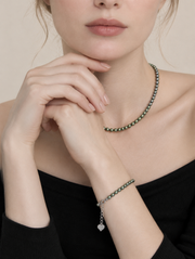 Genuine Ama-Mabu Avocado Green Pearl Necklace S925 Sterling Silver Classic Pearl Strand with Heart Charm&nbsp; Elegant Jewelry for Women.