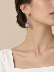Timeless Elegance: Tapered Pearl & Silver Hook Earrings Pink Pearl Gift for Her.