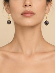 Tahitian Style Pearl Hook Earrings S925 Sterling Silver Gold Plated&nbsp; Minimalist Luxury Drop Earrings for Her.