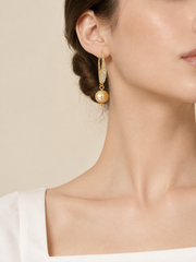 Natural South Sea Golden Pearl Hook Earrings S925 Sterling Silver Gold Plated & Rhinestone Pave Luxury Drop Earrings for Her.