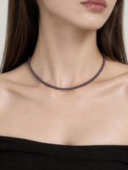 S925 Silver Purple Pearl Necklace, Classic Adjustable Tahitian Pearl Choker with for Daily Wear