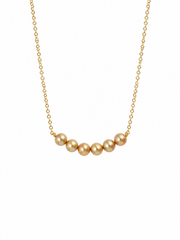 Natural South Sea Rich Golden Pearl Smile Choker Necklace, S925 Sterling Silver Gold Plated Chain, Minimalist Bar Pearl Necklace for Women.