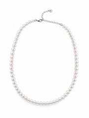 Genuine Pearl Necklace S925 Sterling Silver Classic Single Strand Adjustable Chain Elegant Timeless Jewelry Gift for Her.