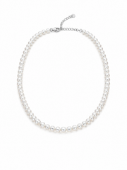Genuine Pearl Necklace S925 Sterling Silver Classic Single Strand Adjustable Chain Elegant Timeless Jewelry Gift for Her.