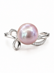 S925 Silver Purple Pearl Ring&nbsp; Freshwater Pearl & CZ Accent&nbsp; Hypoallergenic Luxury Ring for Women.