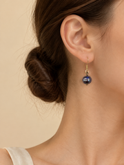 Tahitian Pearl Hook Earrings  S925 Sterling Silver Gold Plated  Dark Pearl Drop  Elegant Jewelry for Her.