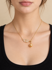 Natural South Sea Golden Pearl Necklace S925 Sterling Silver Gold Plated CD-Inspired Pendant with Cubic Zirconia Elegant Designer Style Pearl Drop Chain for Women.