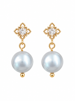 Japanese Akoya Silver-Gray Madama Grade Pearl Earrings，S925 Silver Gold Plated Butterfly Drop Earrings，Elegant Wedding Party Daily Jewelry Gift for Her