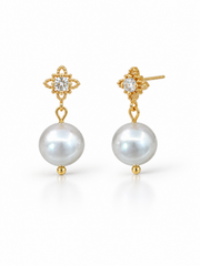 Japanese Akoya Silver-Gray Madama Grade Pearl Earrings，S925 Silver Gold Plated Butterfly Drop Earrings，Elegant Wedding Party Daily Jewelry Gift for Her