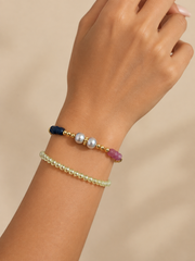 Double Strand Beaded Bracelet – Natural South Sea Gray Japanese Akoya Silver-Gray PearlPearls & Multicolor Gemstones with Gold Beads, S925 Sterling Silver Heart Charm Adjustable Layered Stack Jewelry