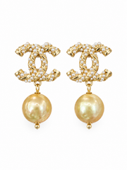 Classic Inspired Natural South Sea Golden Pearl Drop Earrings,Large Golden Pearl Dangle Earrings, S925 Sterling Silver Gold Plated Pearl Statement Earrings for Women