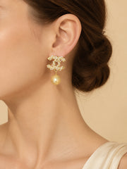 Classic Inspired Natural South Sea Golden Pearl Drop Earrings,Large Golden Pearl Dangle Earrings, S925 Sterling Silver Gold Plated Pearl Statement Earrings for Women