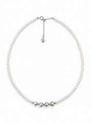 Timeless White Pearl Necklace with four Madama Pearls&nbsp; S925 Silver Adjustable Chain | Elegant Jewelry.