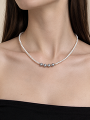Timeless White Pearl Necklace with four Madama Pearls&nbsp; S925 Silver Adjustable Chain | Elegant Jewelry.