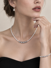 Timeless White Pearl Necklace with four Madama Pearls&nbsp; S925 Silver Adjustable Chain | Elegant Jewelry.