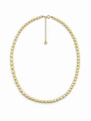 Golden Keshi Pearl Necklace, S925 Sterling Silver Gold Plated, Adjustable Chain with Heart Charm, Elegant Freshwater Pearl Jewelry for Women, Gift for Her.