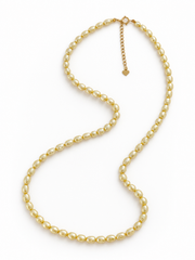 Golden Keshi Pearl Necklace, S925 Sterling Silver Gold Plated, Adjustable Chain with Heart Charm, Elegant Freshwater Pearl Jewelry for Women, Gift for Her.