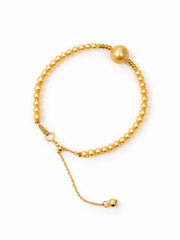 Natural South Sea Golden Pearl Full Beaded Bracelet, Small Golden Pearls with Large Statement Center Pearl, S925 Sterling Silver Gold Plated Adjustable Bracelet, Luxury Pearl Jewelry Gift for Women