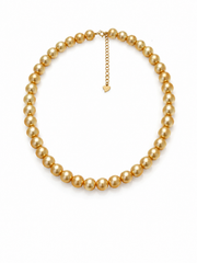 South Sea Golden Pearl Graduated Tower Necklace, Genuine Natural Golden Pearl Single Strand Necklace for Women, S925 Sterling Silver Adjustable Golden Pearl Choker, Luxury Wedding Bridal Pearl Necklace Gift for Her