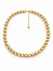 South Sea Golden Pearl Graduated Tower Necklace, Genuine Natural Golden Pearl Single Strand Necklace for Women, S925 Sterling Silver Adjustable Golden Pearl Choker, Luxury Wedding Bridal Pearl Necklace Gift for Her